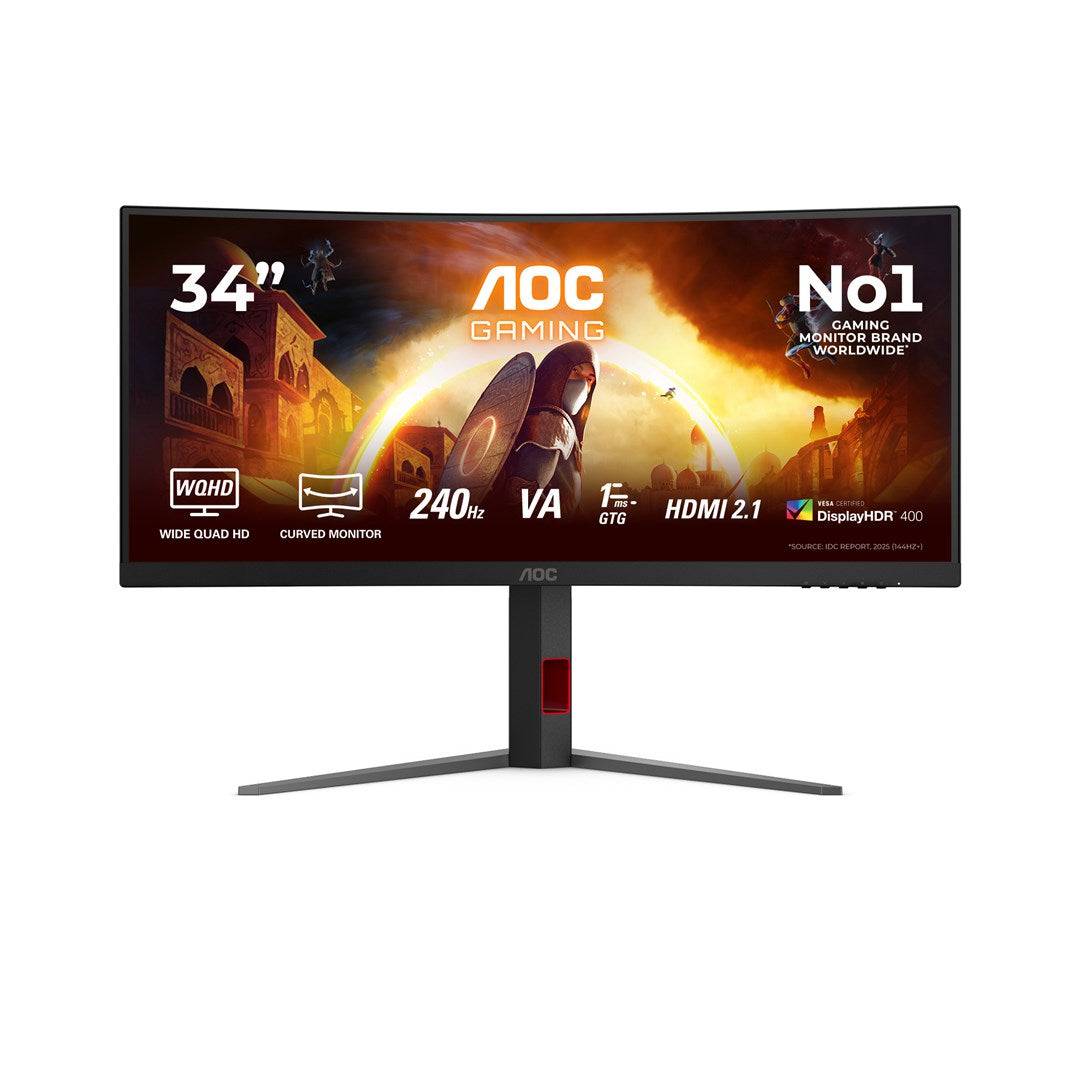 AOC G4 Computer Monitor 34-inch Wide Quad HD 3440 x 1440 240 Hz Model CU34G4Z-0