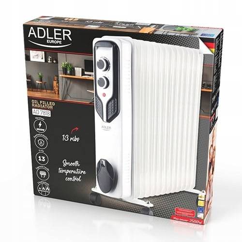 Adler Olie Radiator 13 Vinnen 2500W Zwart/Wit | Model AD 7818-1