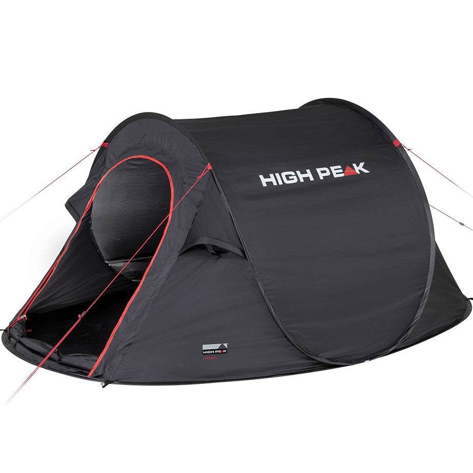 High Peak Tunnel Tent Vision 3 Black - 3 Persoon - Waterdichte Buitentent 2 m - N0937-0