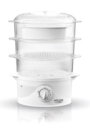 Adler AD 633 Stoomkoker 800 W 3 Mandjes 9 L Capaciteit Vrijstaand Wit-0