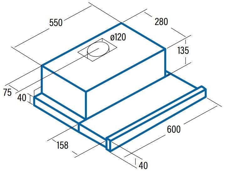 CATA TF 5260 X Semi Inbouw Afzuigkap 325 m³/h RVS 355 mm Breedte-1