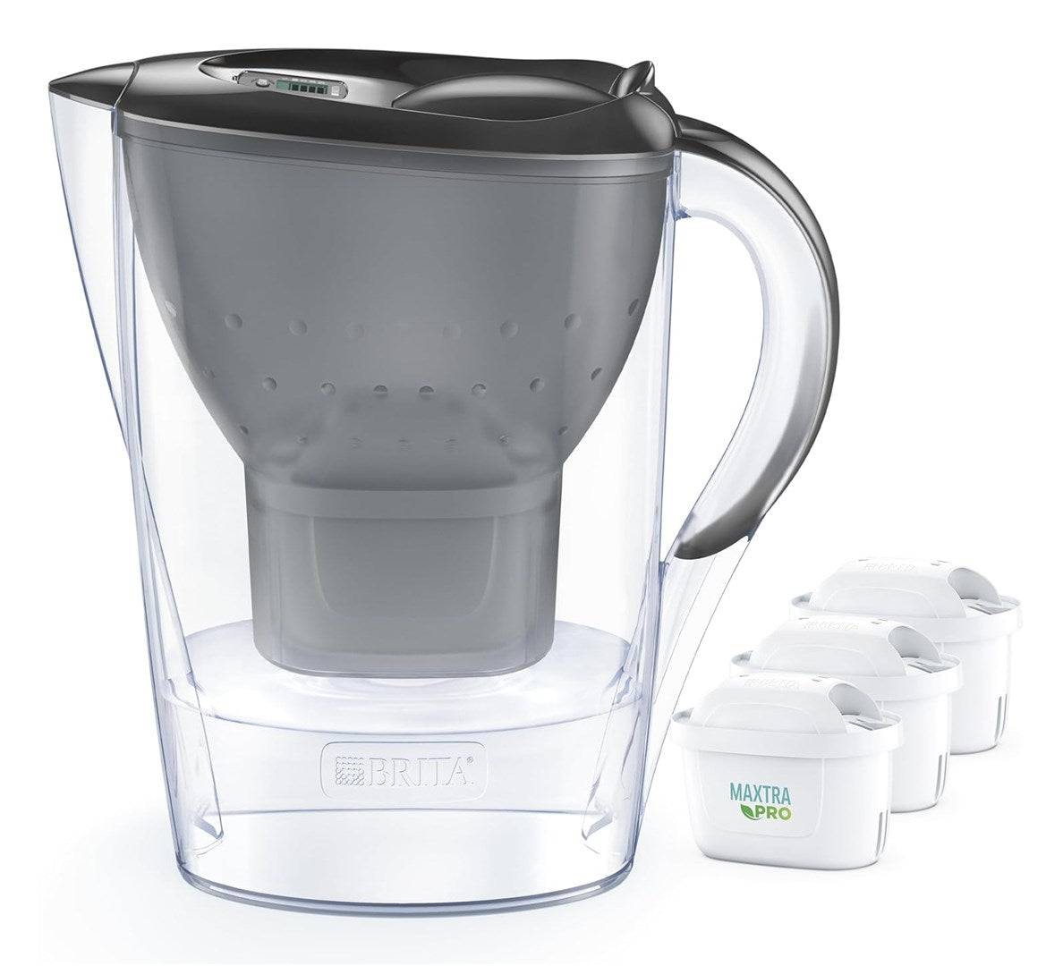 BRITA Marella + 3 Maxtra Pro Waterfilterkan 2,4 L Transparant/Grijs | Model 33968-1