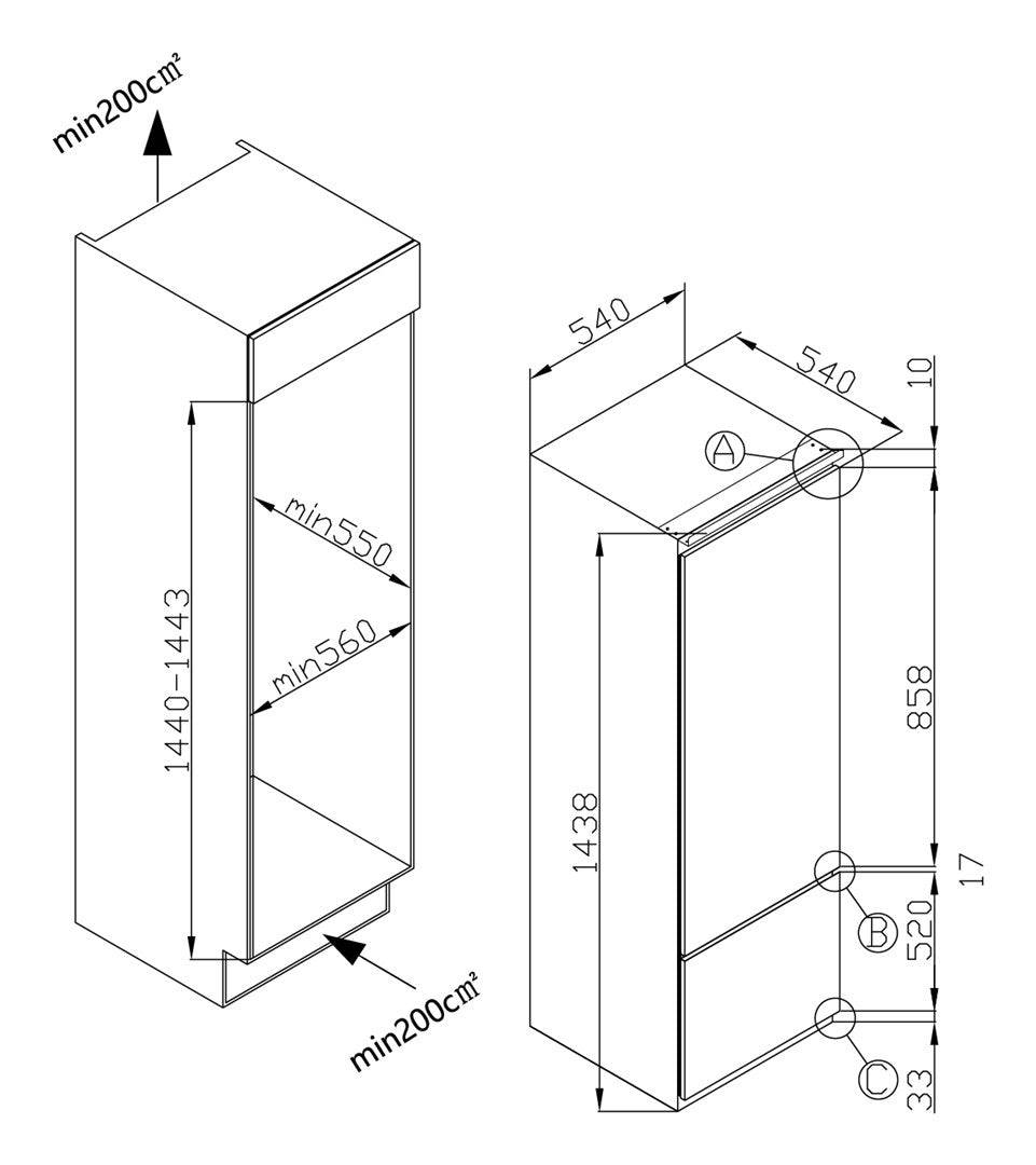 Amica Inbouw Koel-Vriescombinatie 212 L Wit BK2265.4i(E)-4
