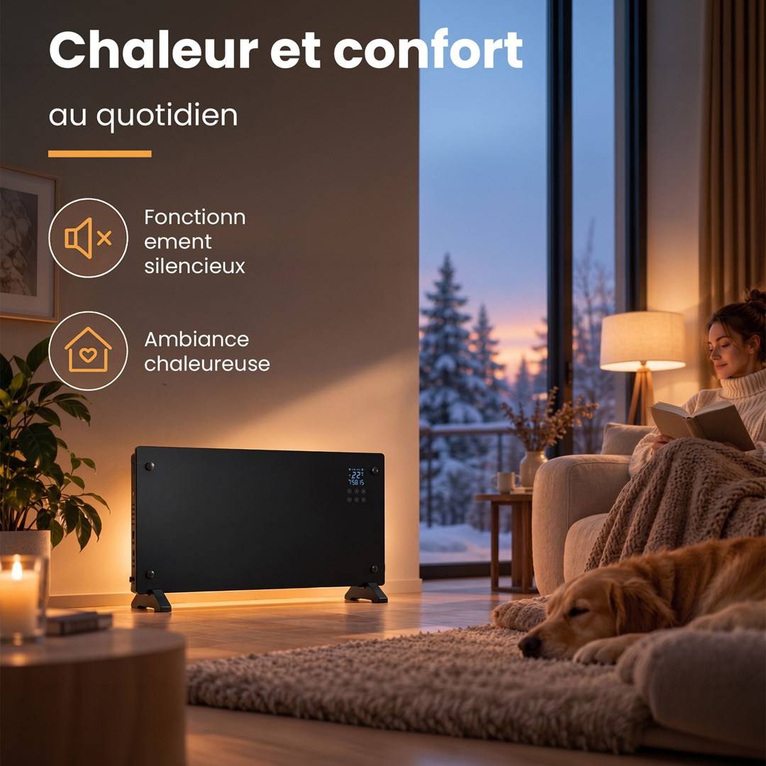 Extralink SMART GLASS PANEL HEATER Zwart 2000W WIFI | Model: EX.97652-3