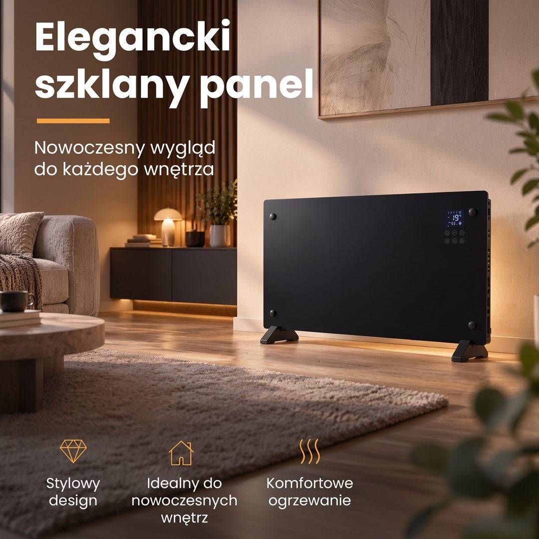 Extralink SMART GLASS PANEL HEATER Zwart 2000W WIFI | Model: EX.97652-4