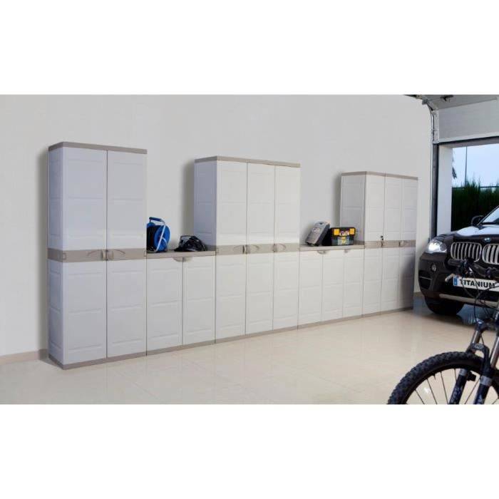 PLASTIKEN Hoge Opslagkast - 4 Planken - Beige en Taupe - 176 x 70 x 45 cm-1