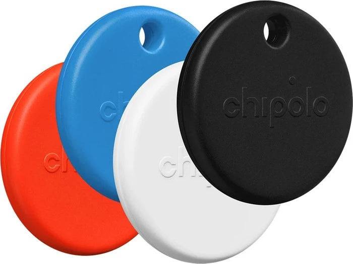Chipolo POP 4-Pack Tracking Tags - Compatibel met Apple Find My & Google Find My Device (Zwart, Rood, Wit, Blauw)-0