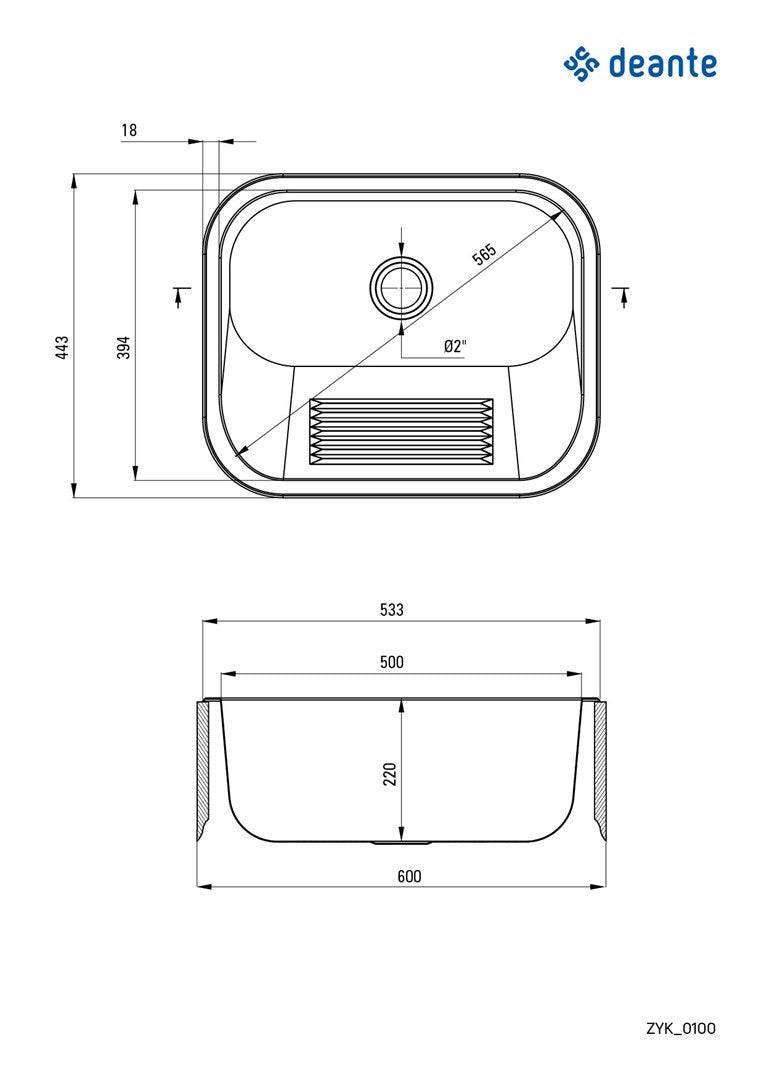 Deante Utility Sink AF047 1 Kom RVS Satijnstaal-3