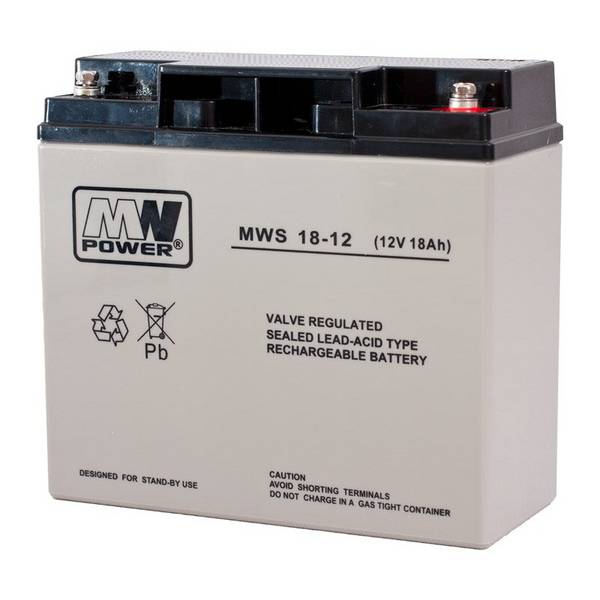 MPL MW POWER MWS 18-12 UPS Accu 12V 18Ah Zwart/Grijs