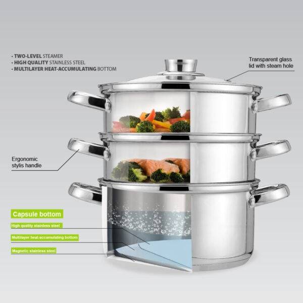 Maestro Stoompan 24 cm 5 L Multi-Laags Isolatie 2300 g Model MR-2900-24-3