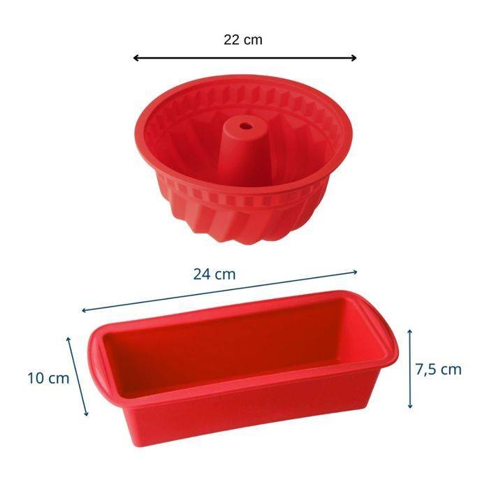 DR OETKER Kougelhopf Vorm en Siliconen Cakevorm - Flexxibel Love - Rood-2