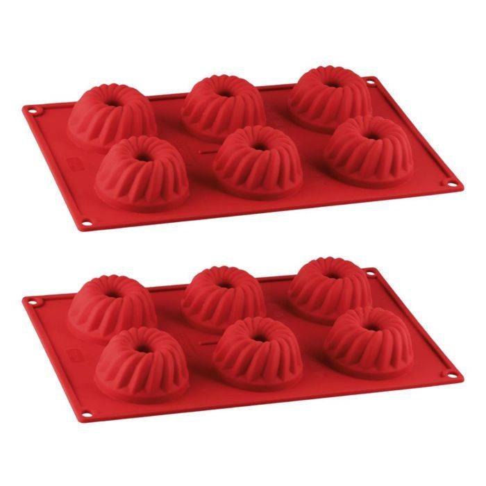Set van 2 Kougelhopf Mallen met 6 Cavity's - DR OETKER - Flexxibel Love - 30 x 18 cm-0