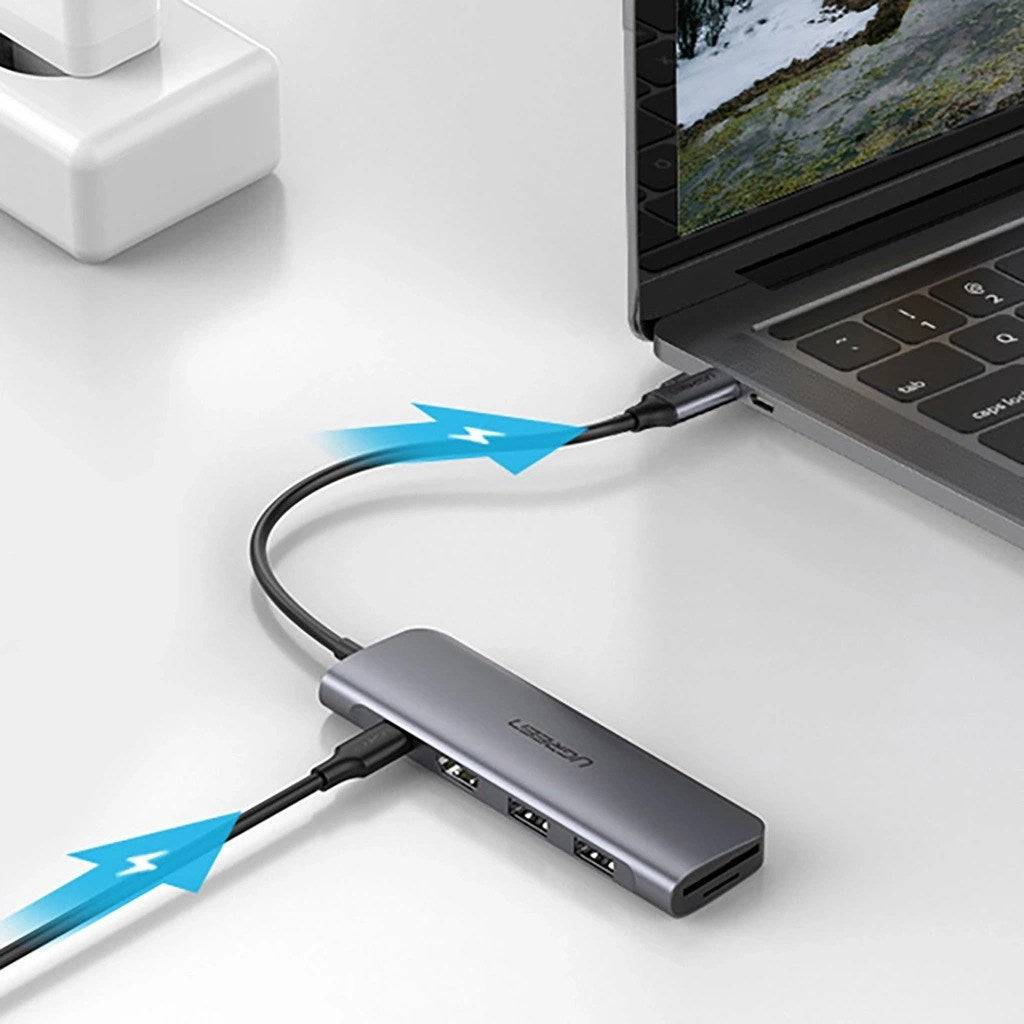 UGREEN CM195 6-in-1 USB-C Adapter HDMI/ 2× USB-A 3.0/ SD Lezer Model 167407-3