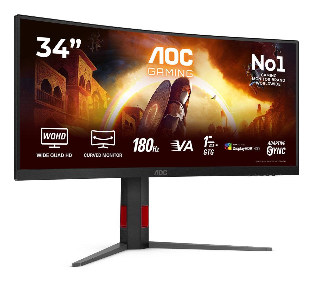 AOC G4 CU34G4CA 34" Wide Quad HD LCD Monitor Zwart/Rood-1