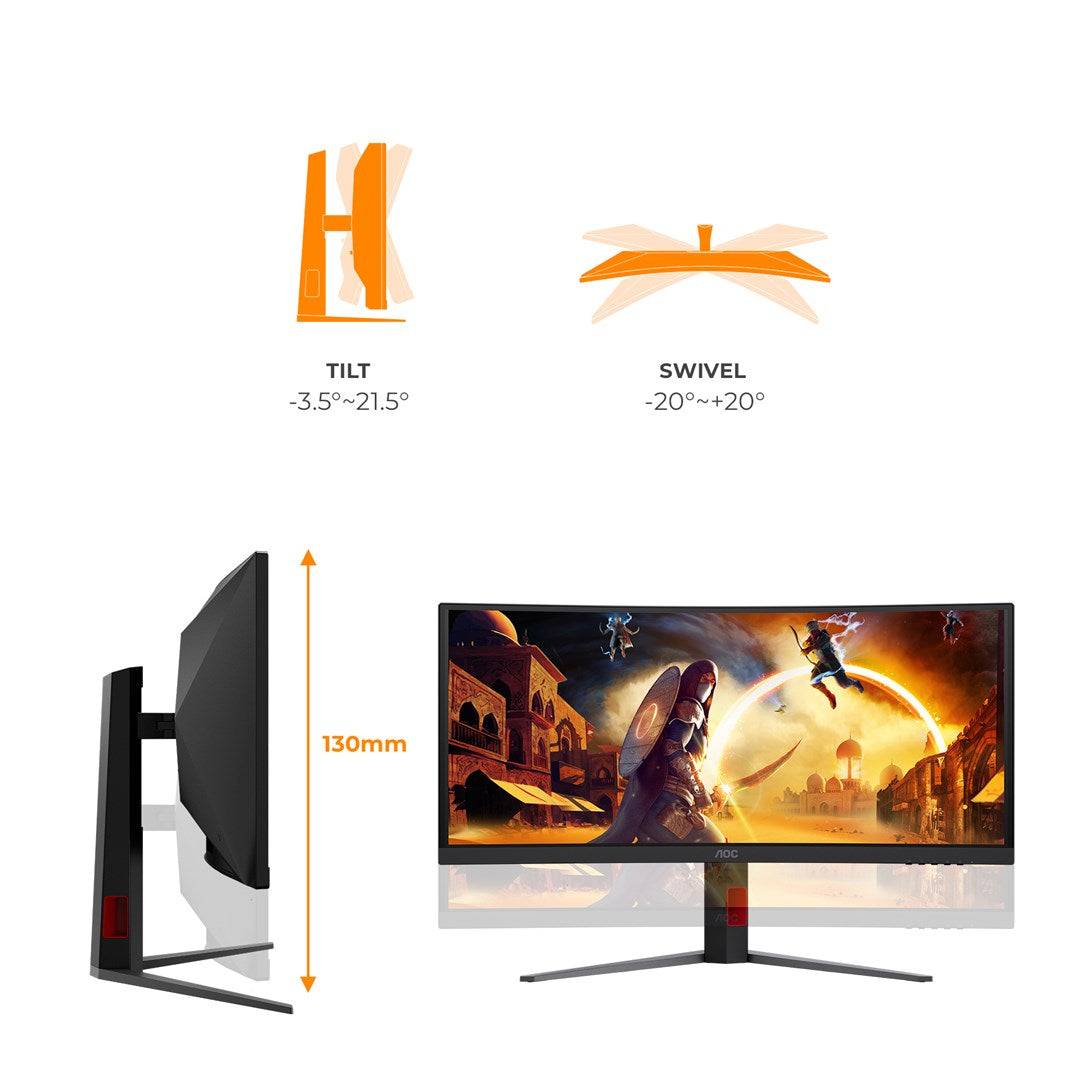 AOC G4 CU34G4CA 34" Wide Quad HD LCD Monitor Zwart/Rood-3