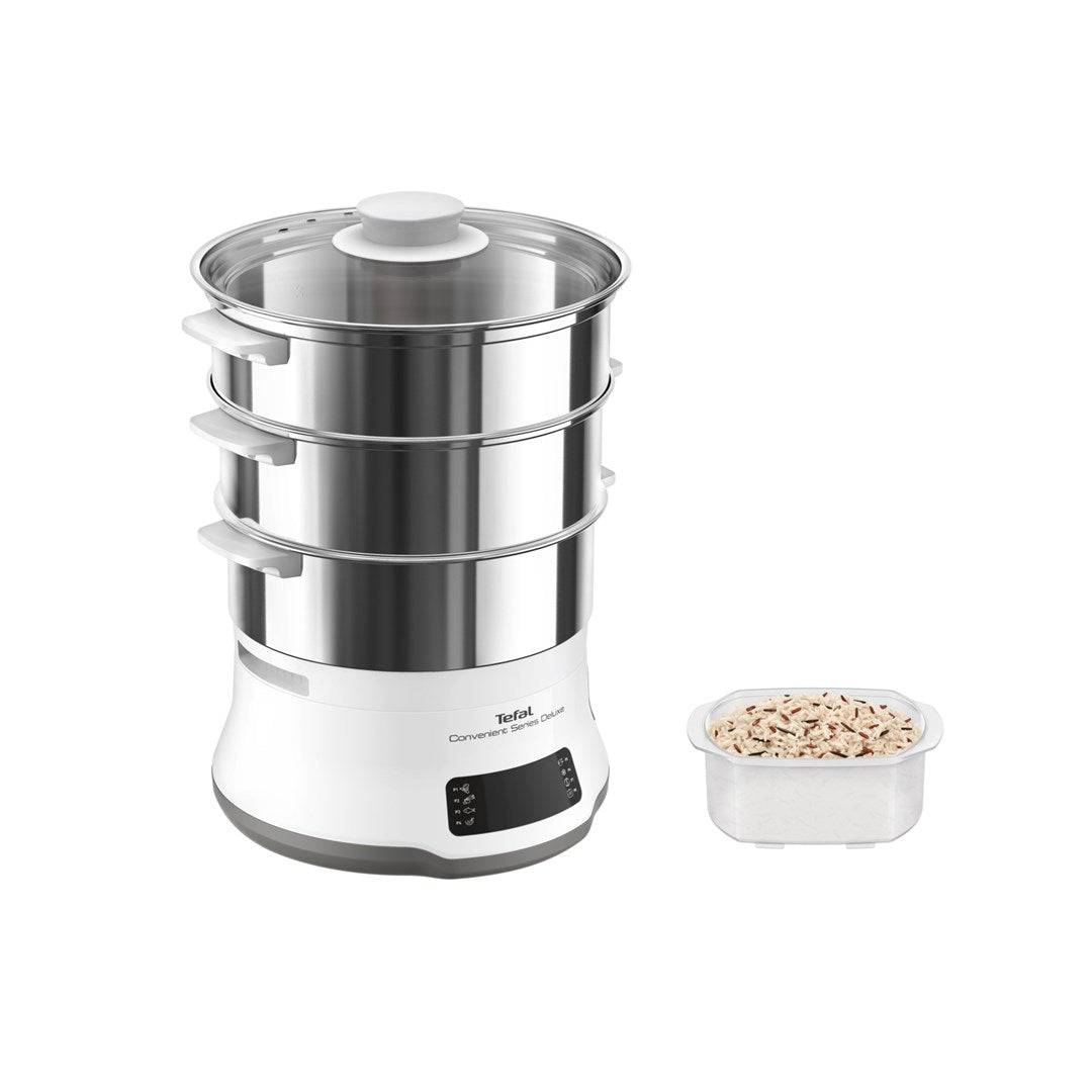 Tefal Convenient Series Deluxe VC502D Stoomkoker 3 Mandjes 900 W RVS, Wit Model: VC502D10-1