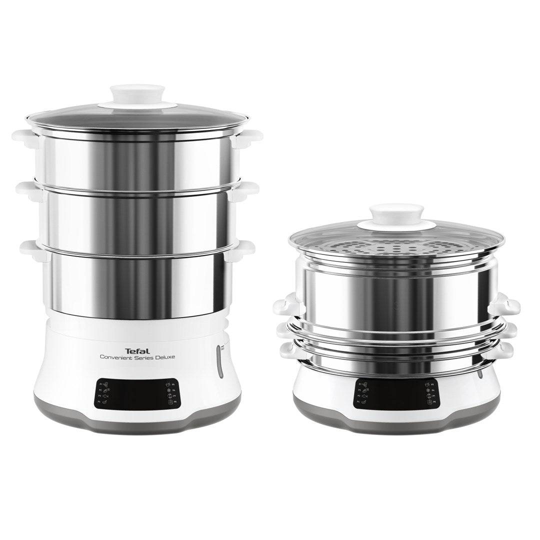 Tefal Convenient Series Deluxe VC502D Stoomkoker 3 Mandjes 900 W RVS, Wit Model: VC502D10-3