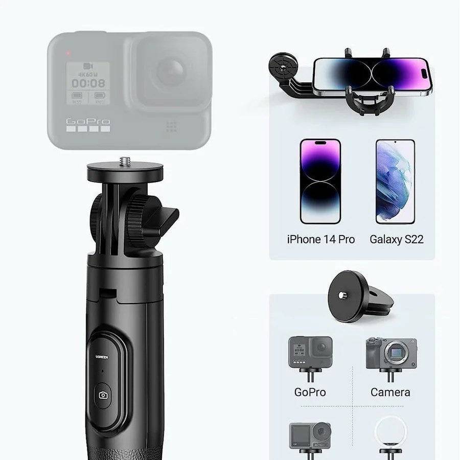 UGREEN LP586 Selfie Stick Statief met Bluetooth Afstandsbediening 1,5 m – Zwart Fotografie en Film Steunen en Handgrepen-1