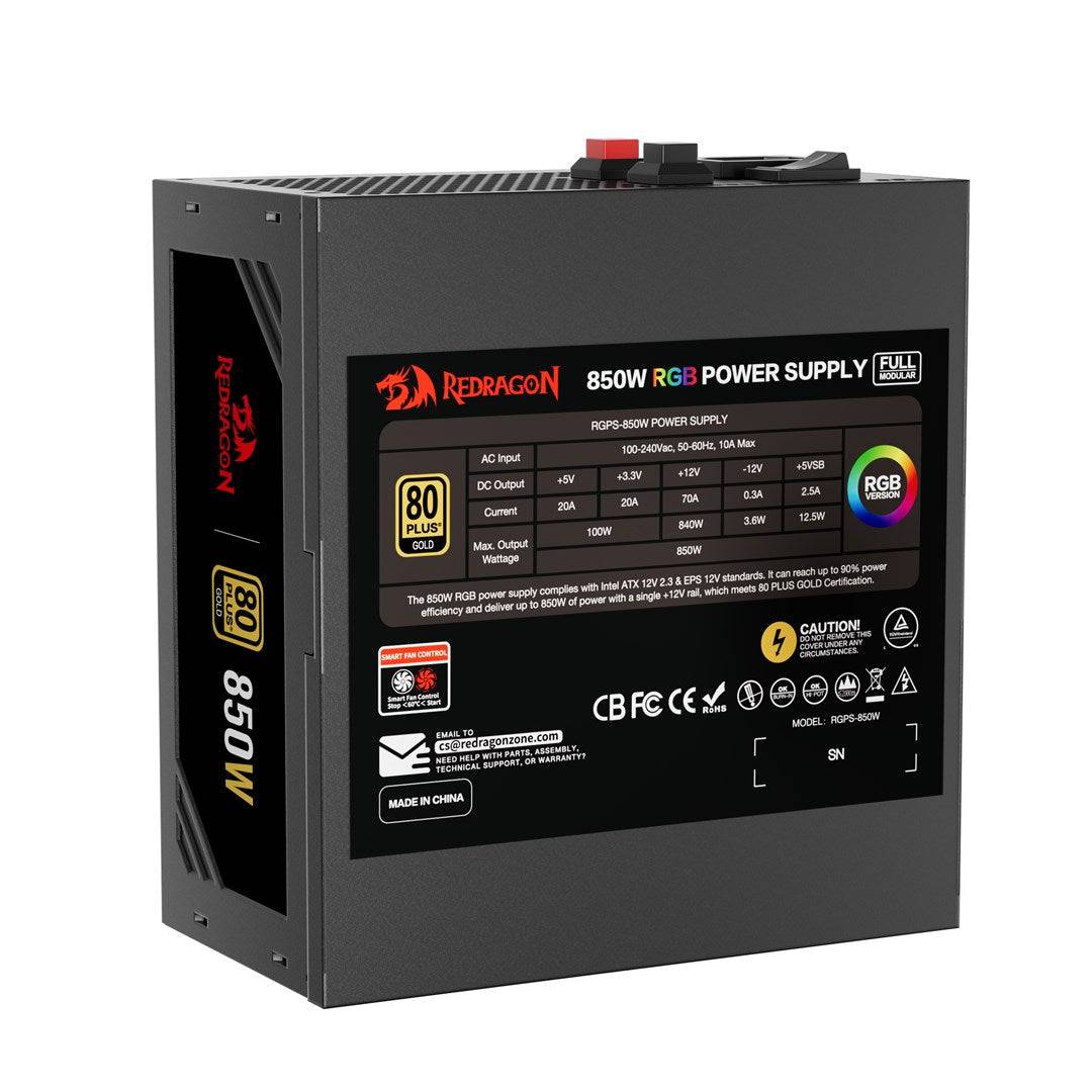 REDRAGON GC-PS007-1-V2 Voeding 850W 80 Plus Gold LED Zwart 57386-0