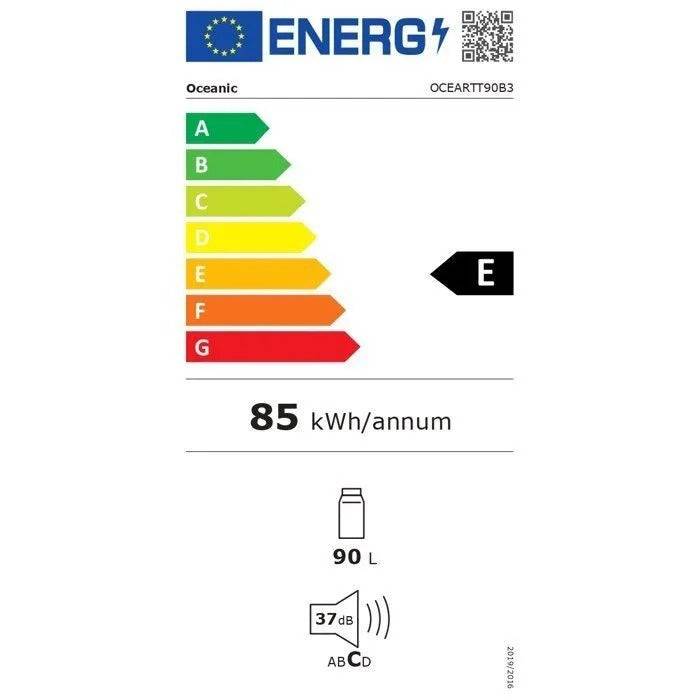 Oceanic OCEARTT90B3 tafelmodel koelkast 90 L, zwart, energieklasse E-3
