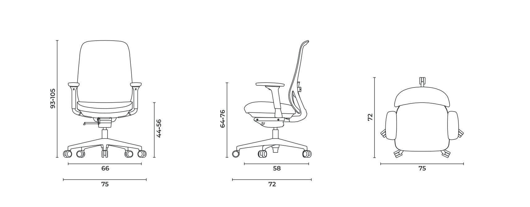 Povag Ergonomische bureaustoel GLORY - 4D-armleggers - Zwart/Grijs - GLM.101.01-3