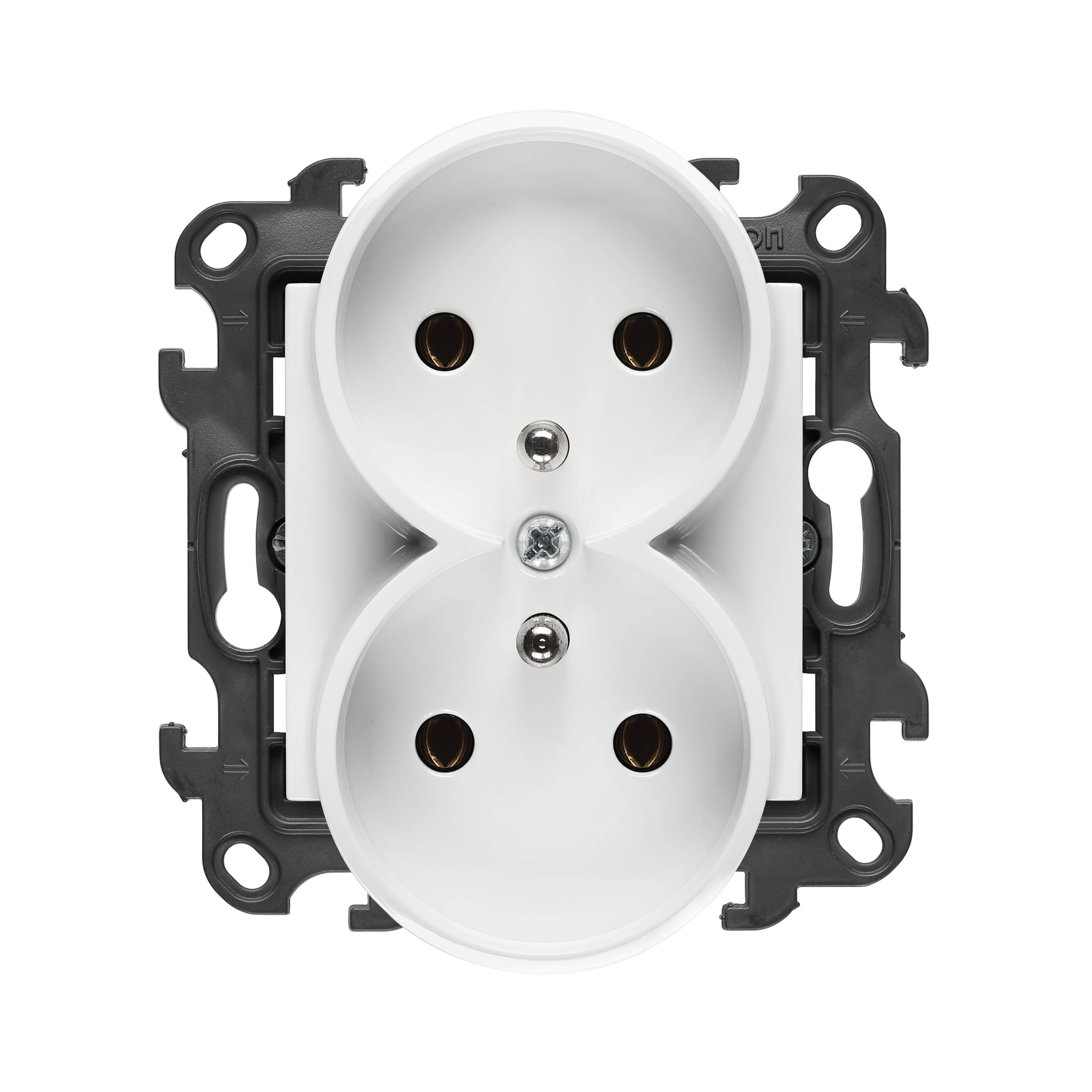 Simon 24 witte stopcontact 2x met aardingsveerklemmen 16A 250V-0
