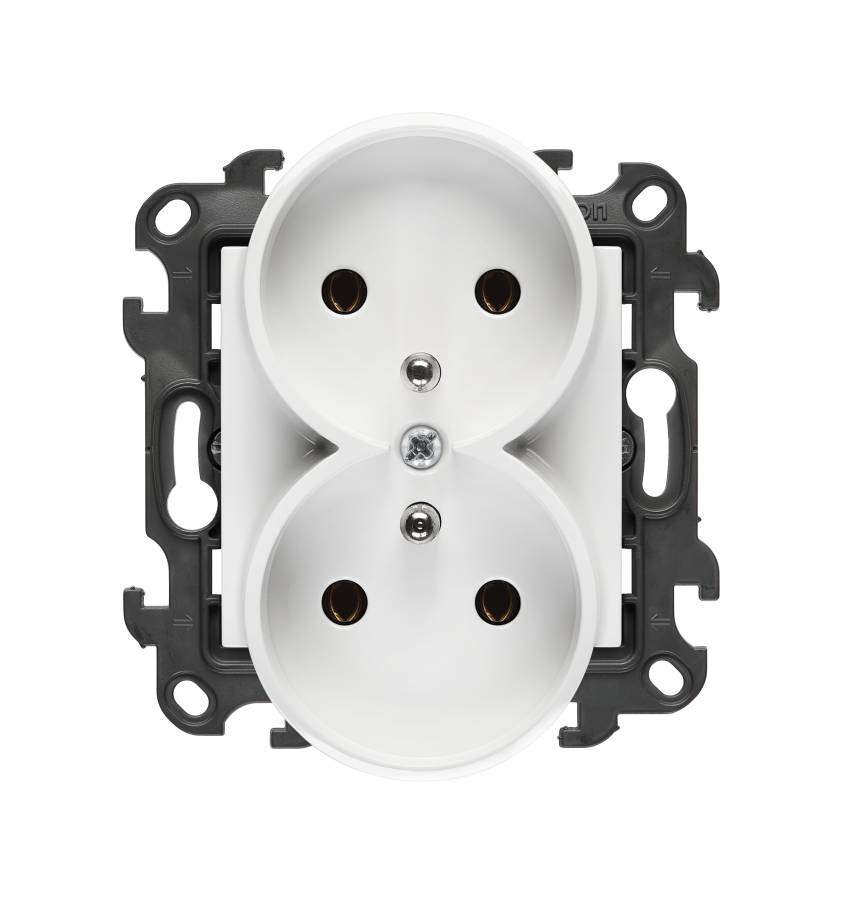 Simon 24 witte stopcontact 2x met aardingsveerklemmen 16A 250V-2