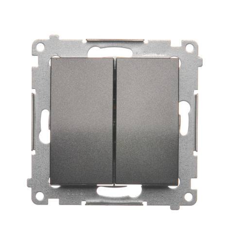 Simon 54 module antraciet drukknop 2x 2NO veerklemmen 10AX 250V-0