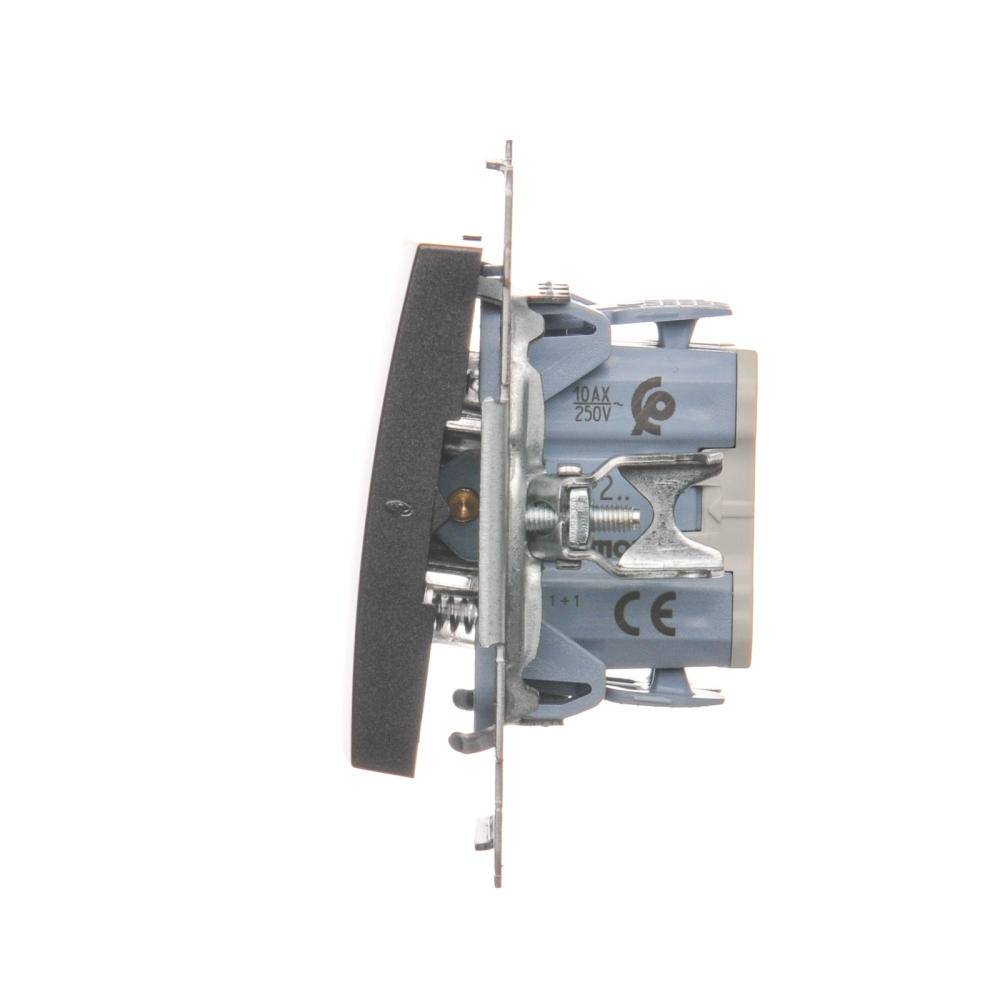 Simon 54 module antraciet drukknop 2x 2NO veerklemmen 10AX 250V-3