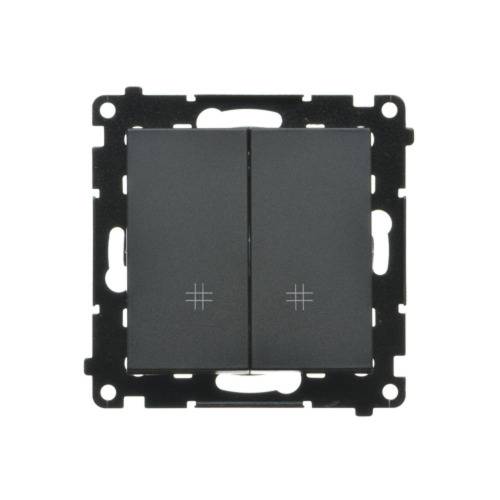 Simon 55 module matzwarte kruisschakelaar 2x veerklemmen 10AX 250V-0