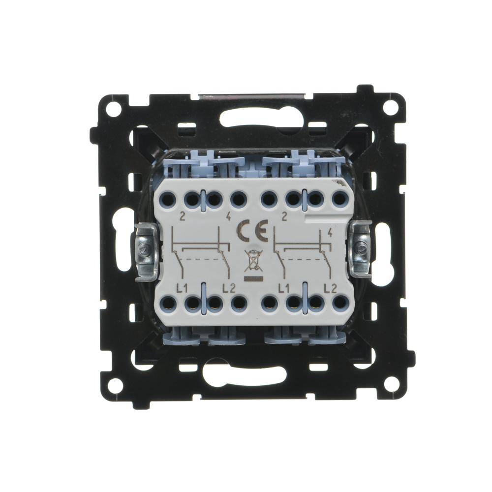 Simon 55 module matzwarte kruisschakelaar 2x veerklemmen 10AX 250V-1