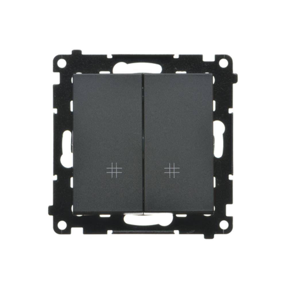 Simon 55 module matzwarte kruisschakelaar 2x veerklemmen 10AX 250V-2