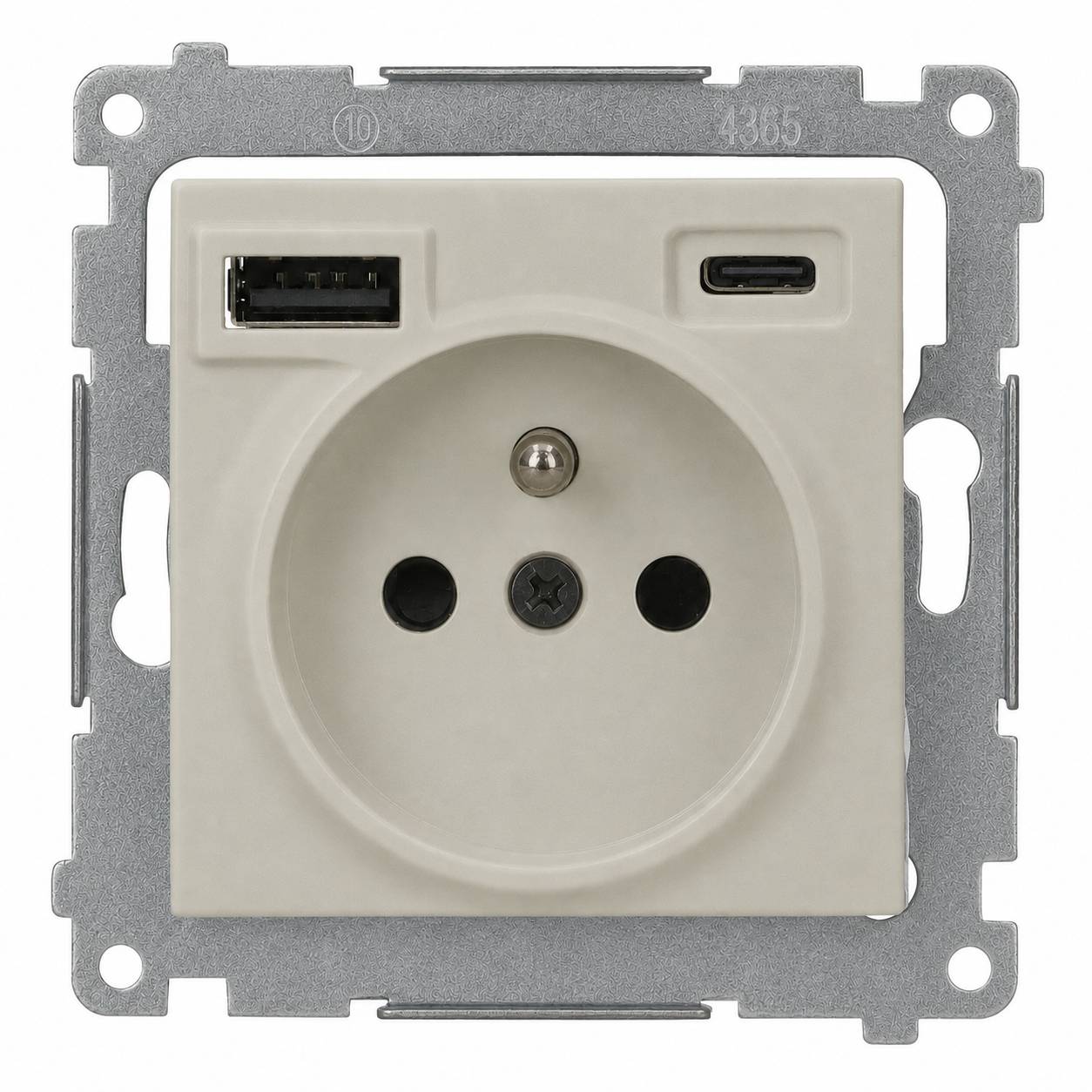 Simon 54 kasjmier module stopcontact 1x met randaarde 16A 250V + 2x USB type A+C 2.1A schroefklemmen 16A 250V-1