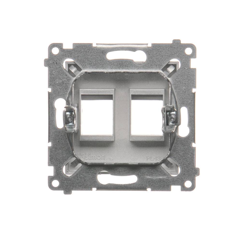 Simon 54-module zilverkleurige matte printplaat voor communicatieaansluitingen 2x UAE keystone flat-1