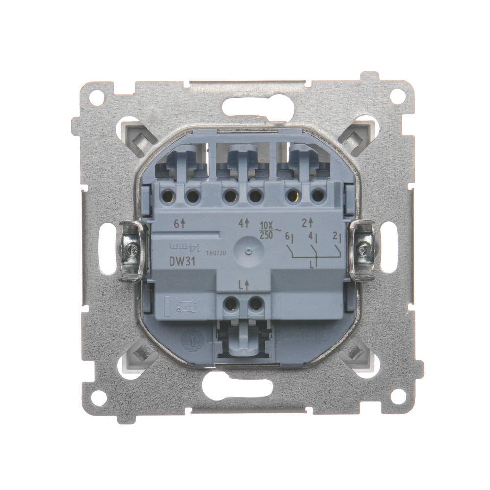 Simon 54 module, matzilverenschakelaar, 3x veerklemmen, 10AX, 250V-1