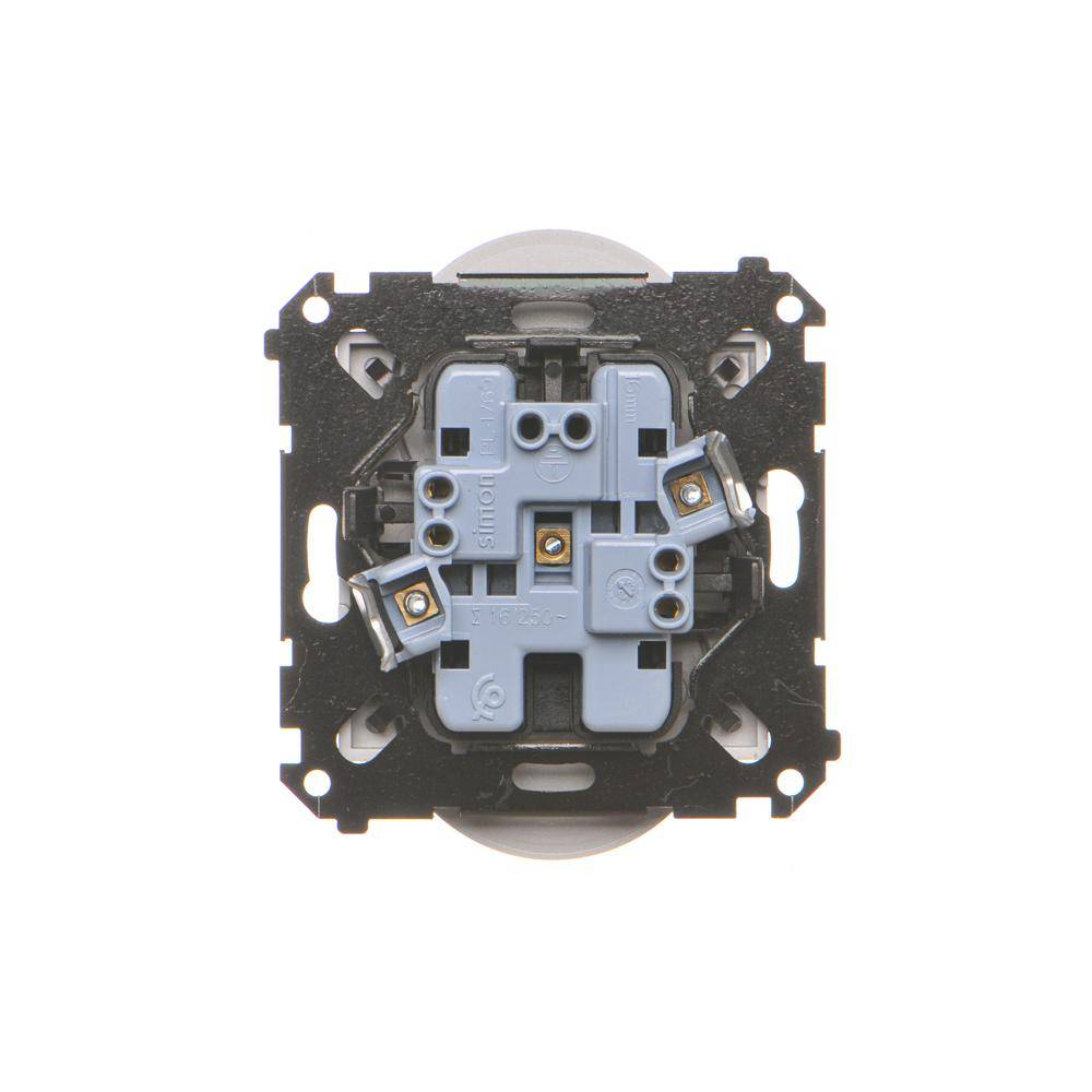 Simon 55 module aluminium mat stopcontact 2x met randaarde en afscherming veerklemmen 16A 250V-1