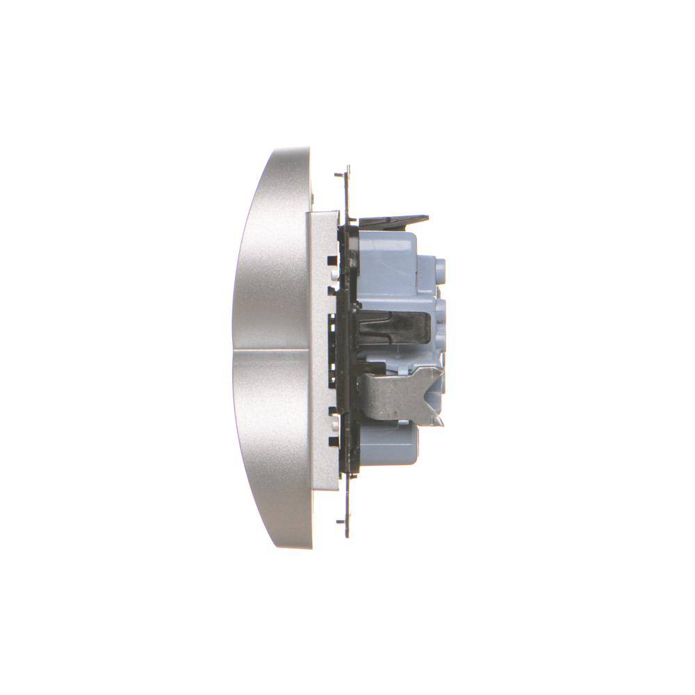 Simon 55 module aluminium mat stopcontact 2x met randaarde en afscherming veerklemmen 16A 250V-3
