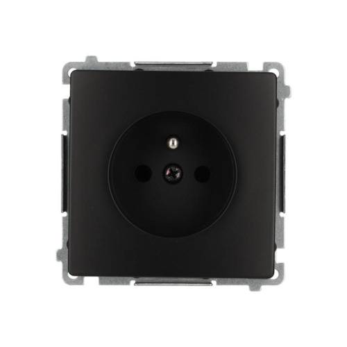 Simon basismodule, matzwart stopcontact, 1x met aardings- en schroefklemmen, 16A 250V-0