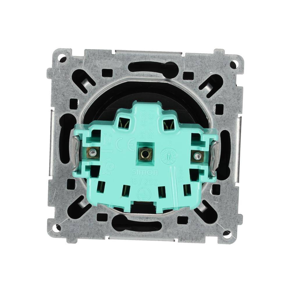 Simon basismodule, matzwart stopcontact, 1x met aardings- en schroefklemmen, 16A 250V-1
