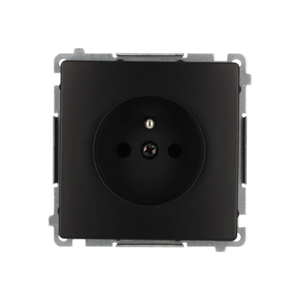 Simon basismodule, matzwart stopcontact, 1x met aardings- en schroefklemmen, 16A 250V-2