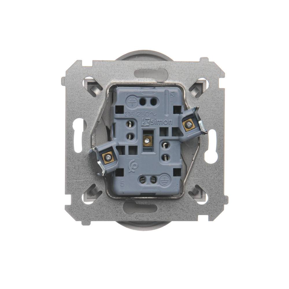 Simon 54 module zilverkleurige matte contactdoos 2x met randaarde en schroefklemmen 16A 250V-1