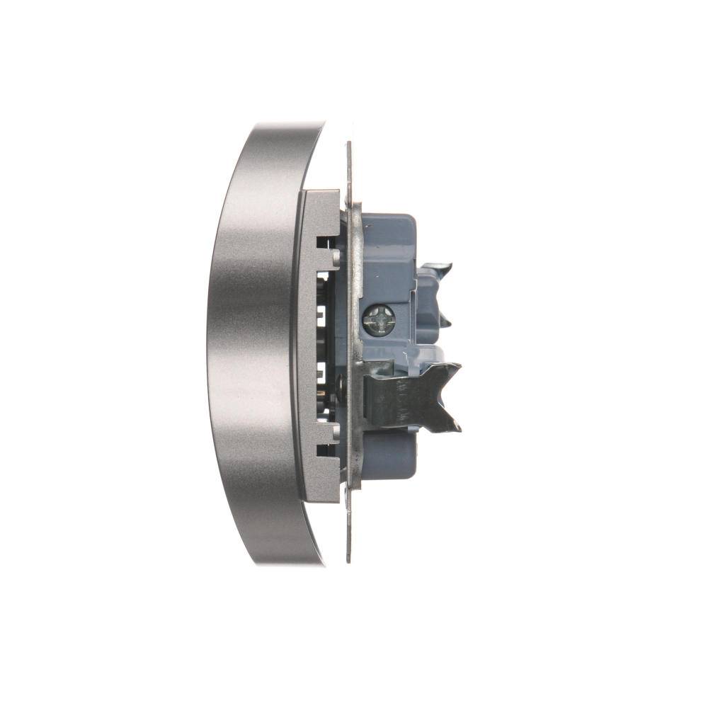 Simon 54 module zilverkleurige matte contactdoos 2x met randaarde en schroefklemmen 16A 250V-3