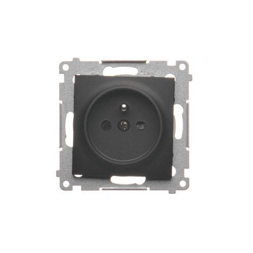 Simon 54 module, matzwarte contactdoos, 1x met schroefklemmen, 16A 250V-0