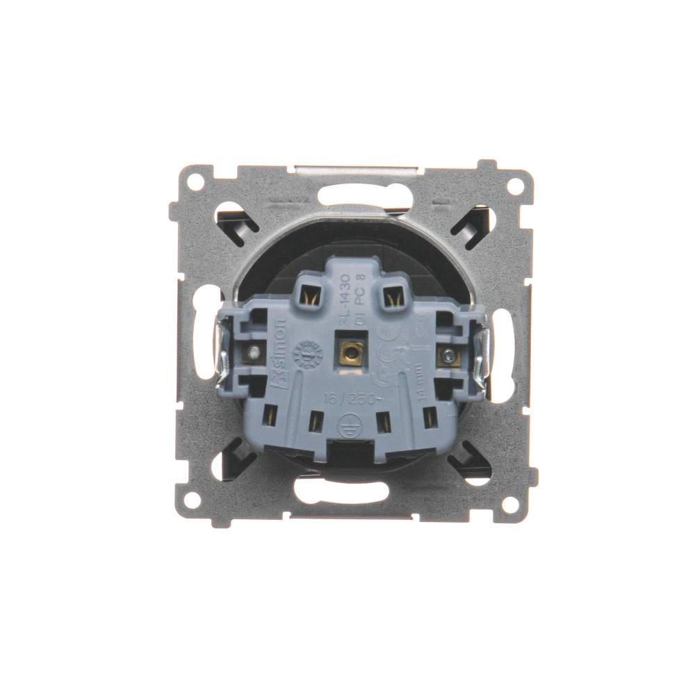 Simon 54 module, matzwarte contactdoos, 1x met schroefklemmen, 16A 250V-1