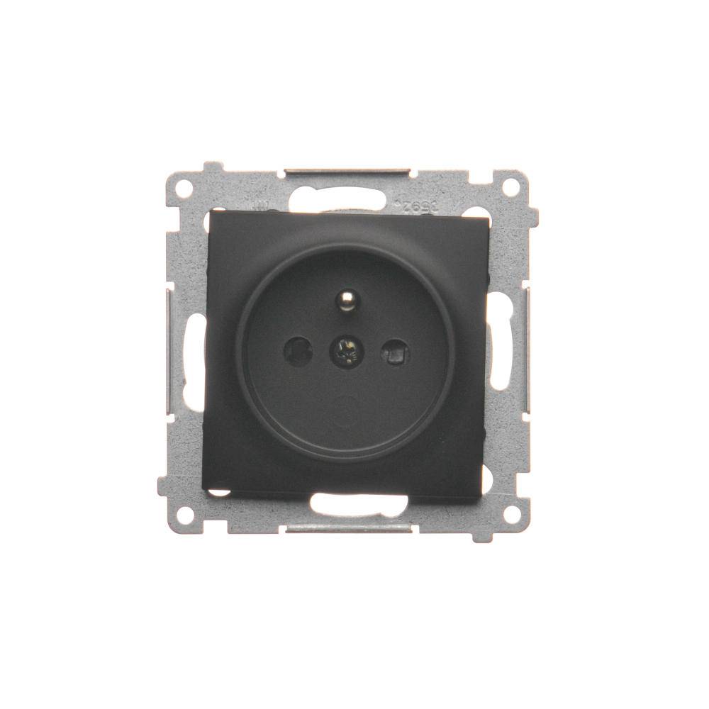 Simon 54 module, matzwarte contactdoos, 1x met schroefklemmen, 16A 250V-2