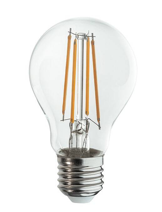 LED-bollamp met gloeidraad, 7W E27, 230V, transparant glas, 830W, 3000K, 800lm, 360° A60-0