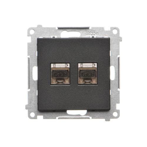 Simon 55 module matzwart datacontactdoos 2x UAE 8 CAT.6 FTP met stofkap-0