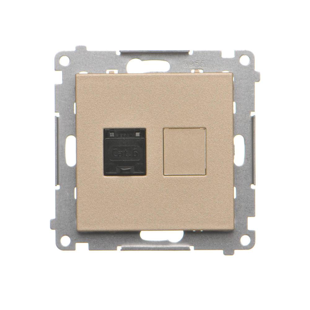 Simon 55 champagnekleurige module, matte datacontactdoos, 1x UAE 8 CAT.6 UTP met stofkap-2