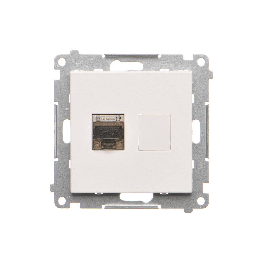 Simon 55 module witte matte datacontactdoos 1x UAE 8 CAT.6 FTP met stofkap-2