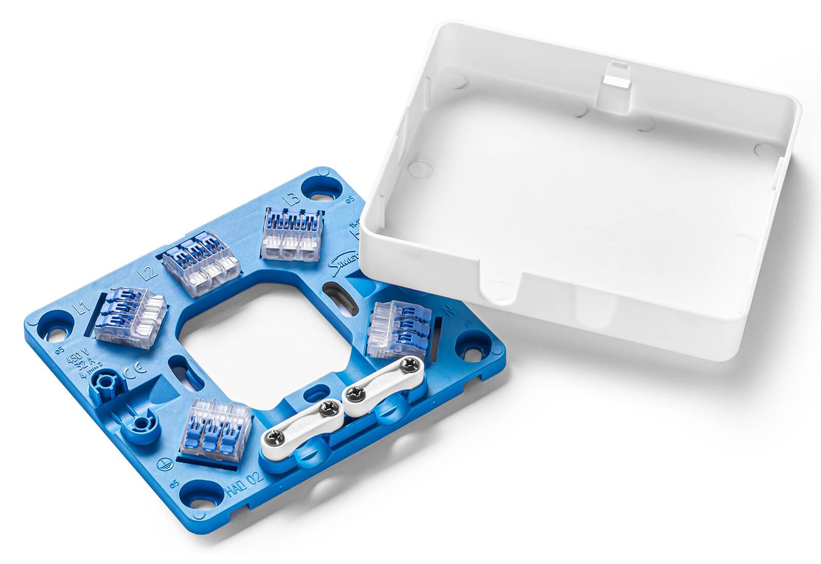 HAD02 witte aansluitdoos 128x110x22 mm, 5 snelkoppelingen 4 mm² voor kookplaten-0